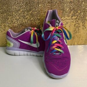 Nike Free Fit 2 Women's Purple Athletic Shoes with Rainbow Laces